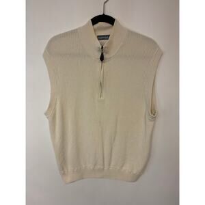Alan Flusser Mens Vest Size Medium Ivory Golf Sports Normcore Staple Preppy